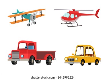 transportation object set bundle vector illustration