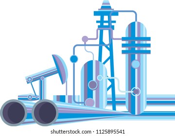 Transportation of oil and gas, extraction and processing of petroleum products, petrochemical industry concept. Vector
