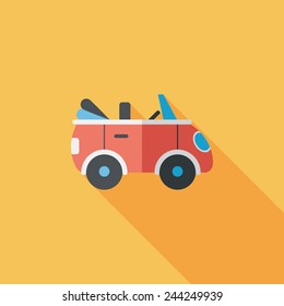 Transportation open car flat icon with long shadow,eps10