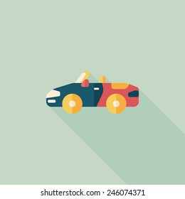 Transportation open car flat icon with long shadow,eps10