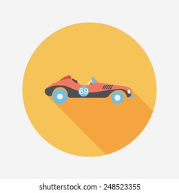 Transportation open car flat icon with long shadow,eps10