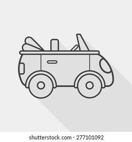 Transportation open car flat icon with long shadow, line icon