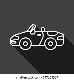 Transportation open car flat icon with long shadow, line icon