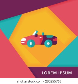 Transportation open car flat icon with long shadow,eps10