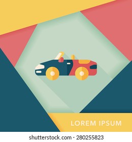 Transportation open car flat icon with long shadow,eps10