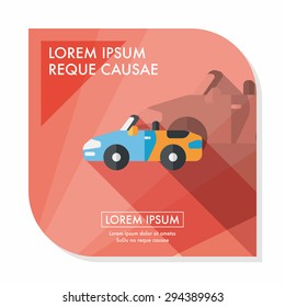 Transportation open car flat icon with long shadow,eps10