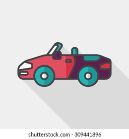 Transportation open car flat icon with long shadow,eps10