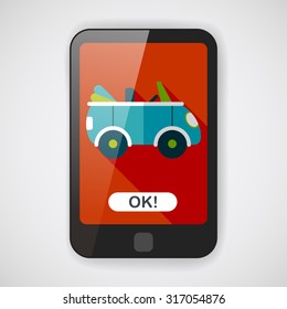 Transportation open car flat icon with long shadow,eps10