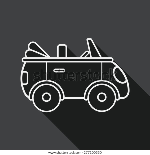 Transportation open car flat icon with long shadow,\
line icon