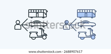 Transportation Option Multiple Style Icon Collection