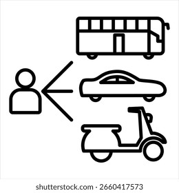 Transportation Option Outline Icon Vector Illustration