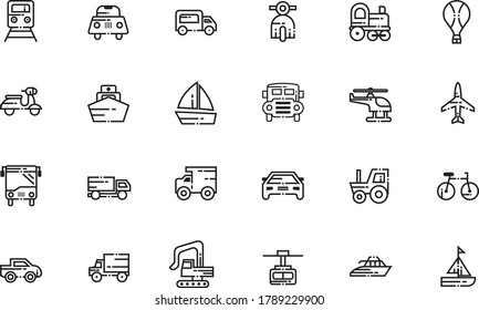 Transportation Outline Icon Pack - All elements on this template are editable with vector software