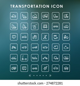 transportation outline icons with blur background