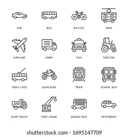 Transportation outline Icons - stroke, vector