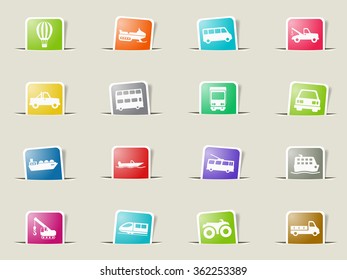 Transportation paper icons for web