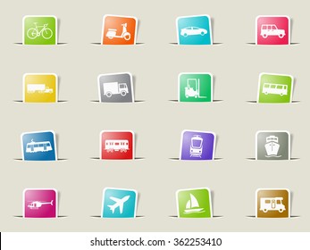 Transportation paper icons for web