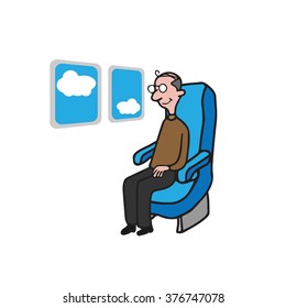 Transportation passenger in airplane cabin