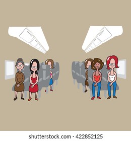 Transportation passengers in airplane cabin vector