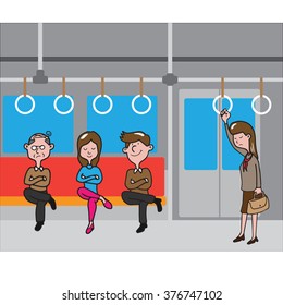 Transportation people in metro cartoon