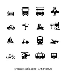 Transportation pictograms collection of aircraft boat yacht helicopter isolated vector illustration