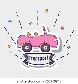 transportation pink car patches design