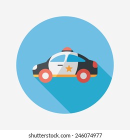 Transportation police car flat icon with long shadow,eps10