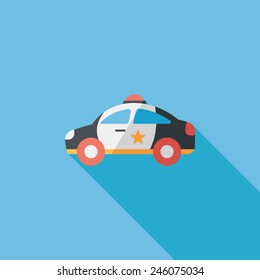 Transportation police car flat icon with long shadow,eps10