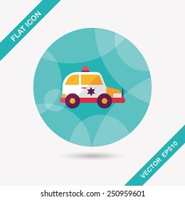 Transportation police car flat icon with long shadow,eps10