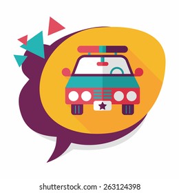 Transportation police car flat icon with long shadow,eps10