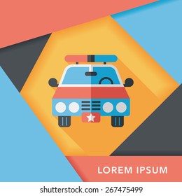 Transportation police car flat icon with long shadow,eps10