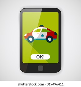Transportation police car flat icon with long shadow,eps10