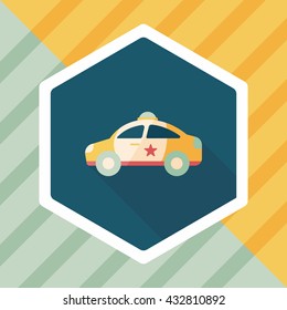 Transportation police car flat icon with long shadow,eps10