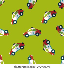 Transportation police car flat icon,eps10 seamless pattern background