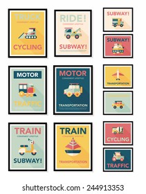 Transportation poster flat design background set, eps10