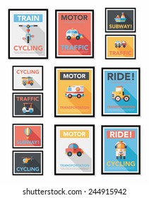 Transportation poster flat design background set, eps10