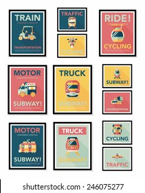 Transportation poster flat design background set, eps10