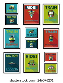 Transportation poster flat design background set, eps10