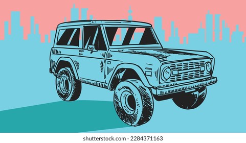 afiche de transporte del dibujo de tinta vectorial