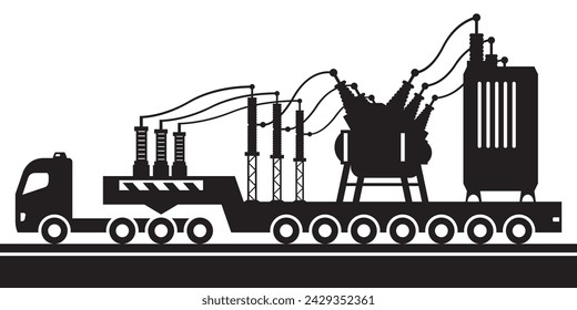 Transportation of power grid substation – vector illustration