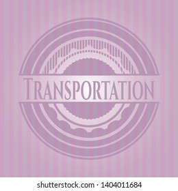 Transportation realistic pink emblem. Vector Illustration. Detailed.