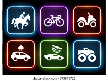 Transportation and Recreational Pursuit on Glow Round Buttons