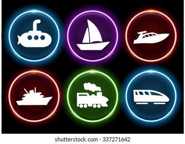 Transportation and Recreational Vehicles on Glow Round Buttons