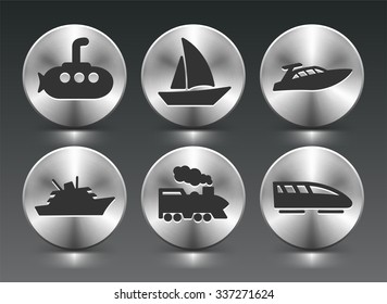 Transportation and Recreational Vehicles on Silver Round Buttons