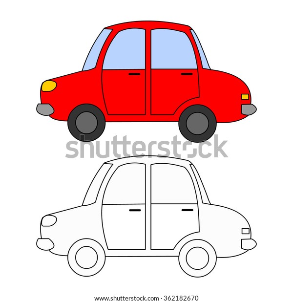 Transportation, red car\
cartoon, coloring\
car