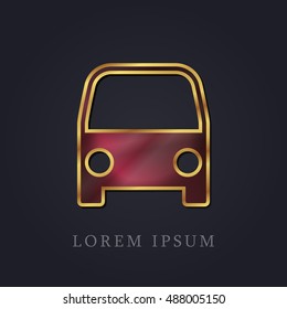 Transportation Red Ruby with Golden Frame Precious Jewellery Icon / Logo Design