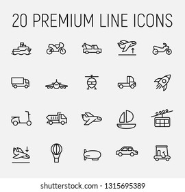 Transportation related vector icon set. Well-crafted sign in thin line style with editable stroke. Vector symbols isolated on a white background. Simple pictograms