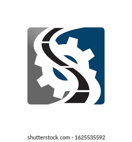 transportation road construction logo vector design. paving road maintenance creative sign