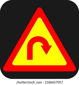 Transportation road sign u turn, illustration, vector on a white background.