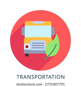 Transportation Rounded Flat Color Icon Mini Illustration, Use For Modern Concept, Print, Ui, Ux Kit, Web And App Development. Vector Related To Green Technology And More