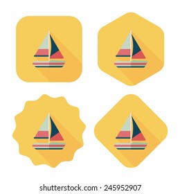 Transportation sailboat flat icon with long shadow,eps10
